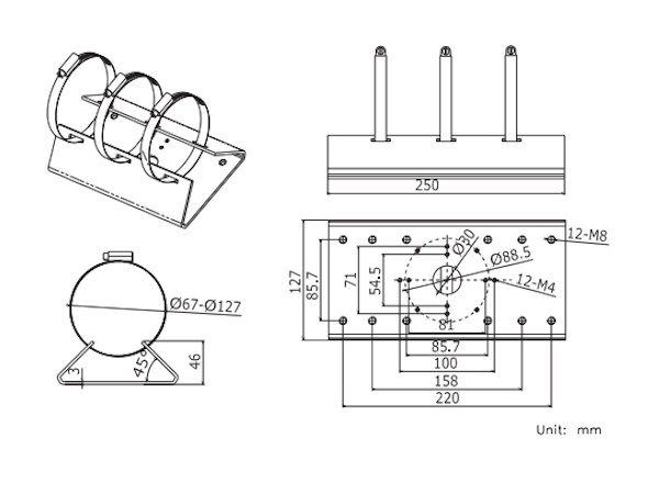 RYSUNEK TECHNICZNY WYMIARY VIDOS DP-067​​​​​​​