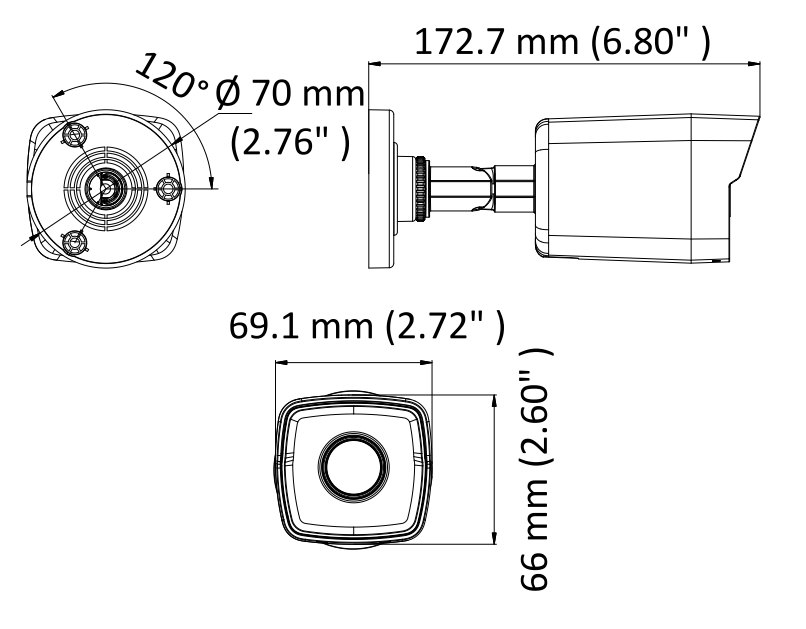WYMIARY KAMERY IP-H1540 VIDOS