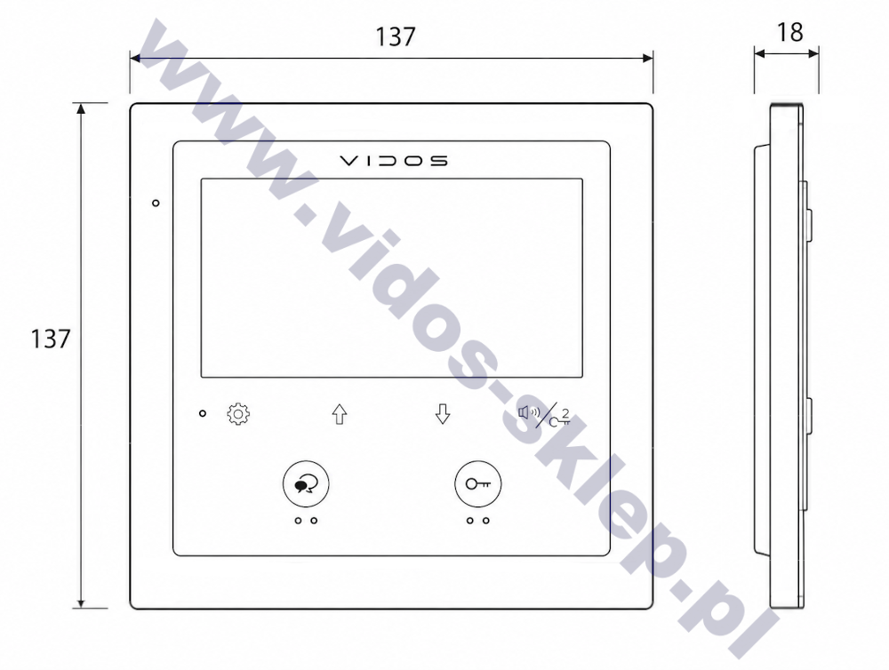 Wymiary ekranu Vidos M1024 DUO