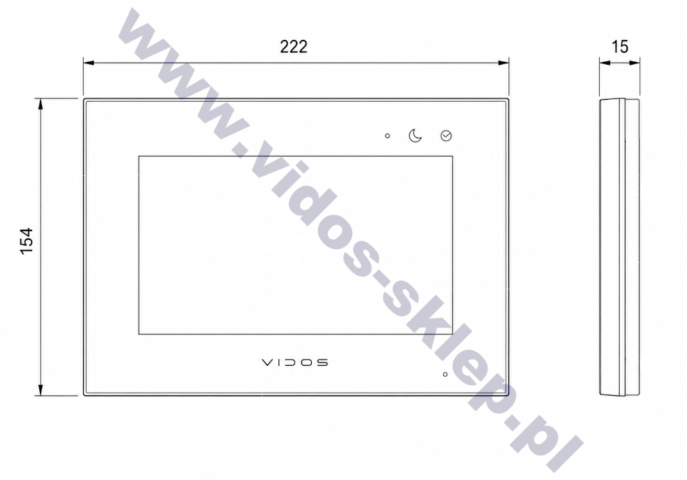 Wymiary ekranu Vidos M10W-X system X