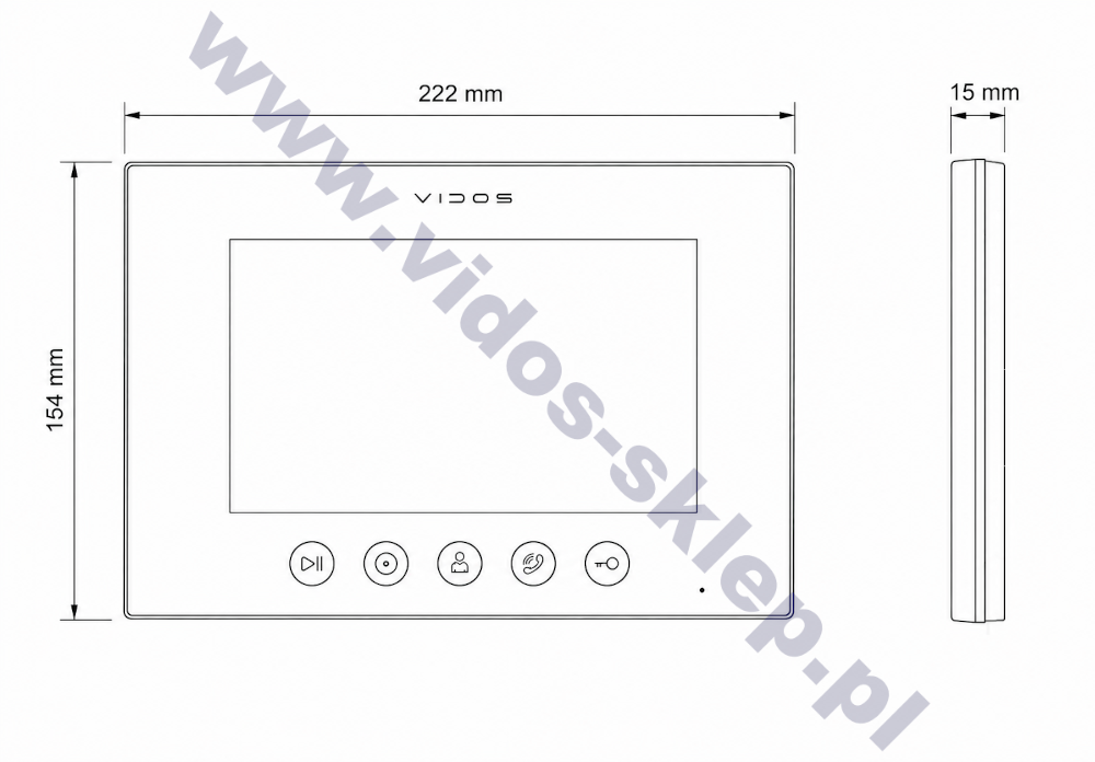 Wymiary ekranu Vidos M11W system X