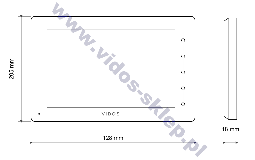 Wymiary ekranu Vidos M12W system X
