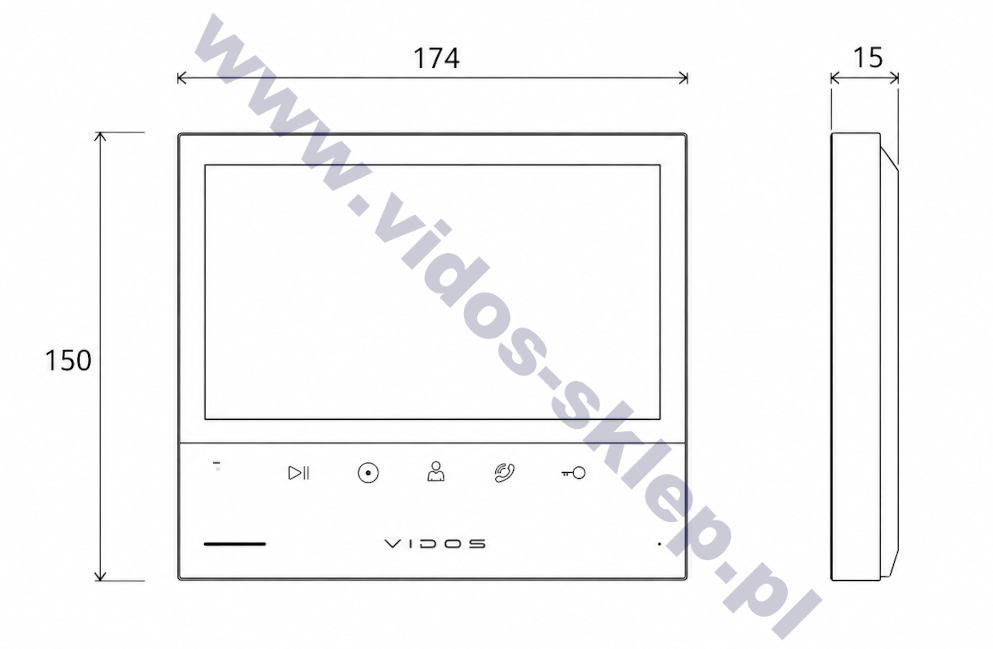 Wymiary ekranu Vidos M13-XT system X
