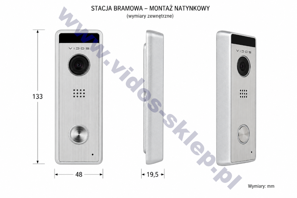 Wymiary stacji bramowej Vidos S10 X